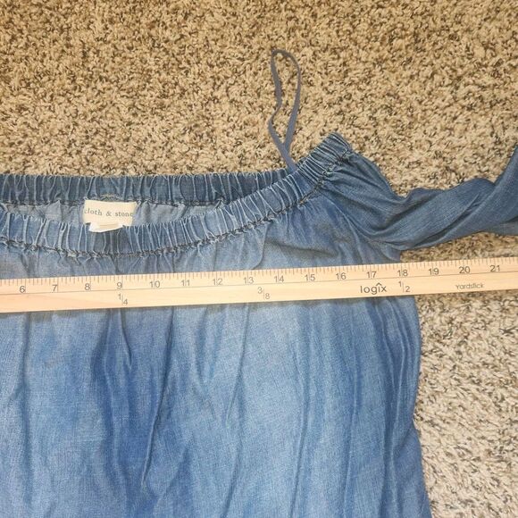 Cloth & Stone Blouse Size S Anthropologie Denim Chambray Shirt Long Sleeves - Picture 7 of 7
